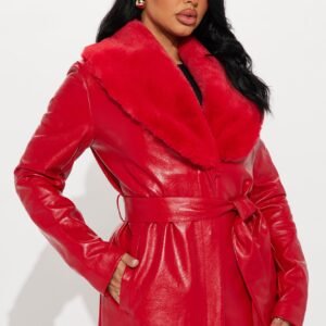 Power Trip Faux Leather Trench